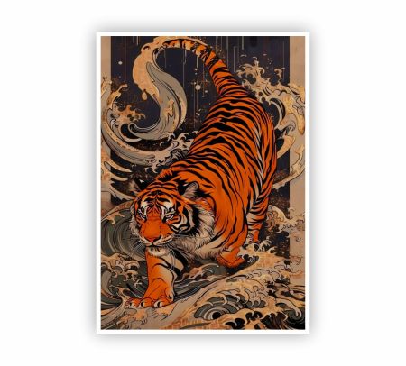 Japanese Style Tiger Art Poster Mockup