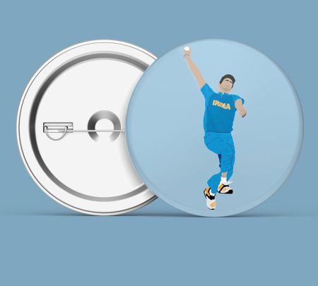 Jasprit Bumrah Art Button Badge Mockup