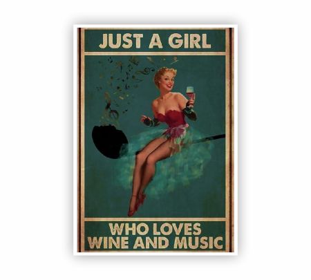 Just A Girl Who Loves Wine And Music Poster Mockup