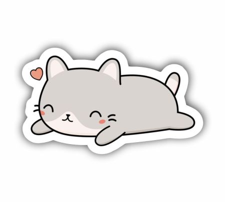 Kawaii Cute Cat Sticker Mockup