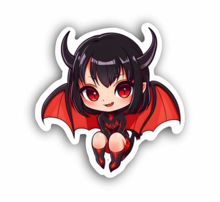 Kawaii Devil Girl Sticker Mockup
