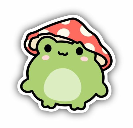 Kawaii Frog Sticker Mockup