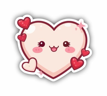 Kawaii Smiling Heart Sticker Mockup