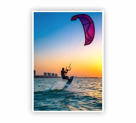 Kite Boarder On Ocean At Sunset Poster Mockup