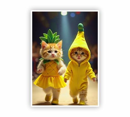 Kittens in Fruit Costumes Poster Mockup