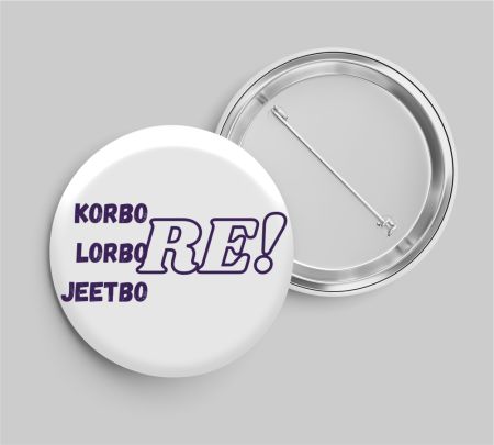 KKR Korbo Lorbo Jeetbo Re Button Badge Mockup