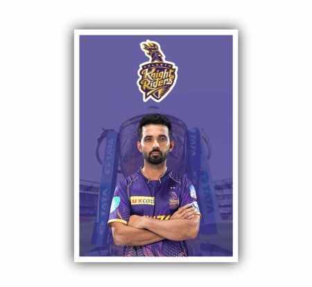 Celebrate Ajinkya Rahane’s class with this stunning KKR Poster – a must-have for every Kolkata Knight Riders fan!