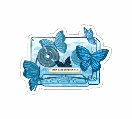 Korean Butterfly Sticker Mockup
