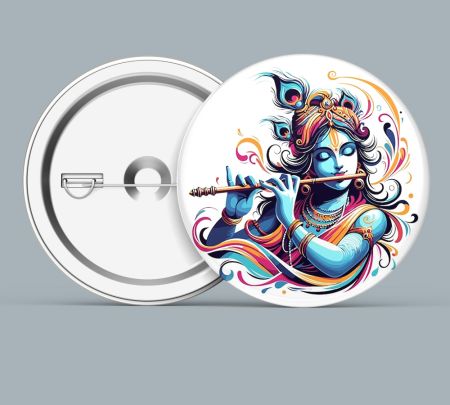 Lord Krishna Artwork Button Badge Mockup