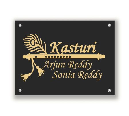 Krishna Flute Acrylic Name Plate for Home Mockup