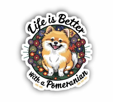 Life Is Better With A Pomeranian Sticker Mockup