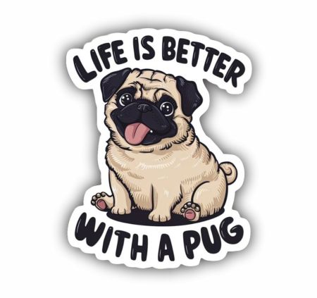 Life Is Better With A Pug Sticker Mockup