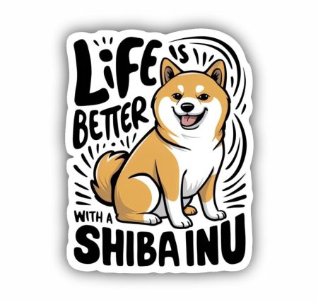 Life Is Better With A Shiba Inu Sticker Mockup