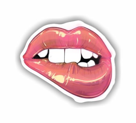 Lip Biting Sticker Mockup