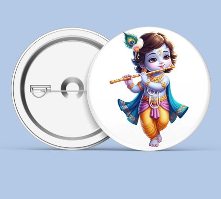 Little Krishna Button Badge Mockup