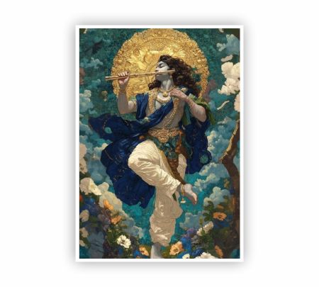 Lord Krishna Portrait Art Poster Mockup