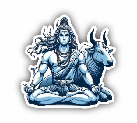 Lord Shiva With Nandi Sticker Mockup