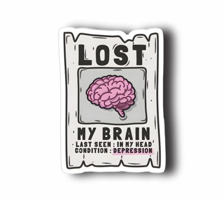 Lost My Brain Sticker Mockup
