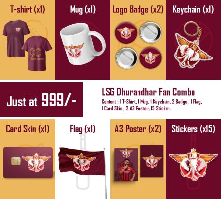Lucknow Super Giants Dhurandhar Fan Combo Mockup