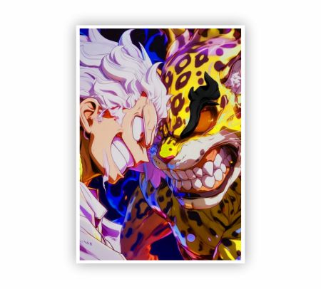 Luffy Gear 5 vs Rob Lucci Poster Mockup