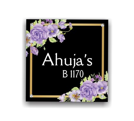 Luxury Floral Acrylic Name Plate for Home Mockup