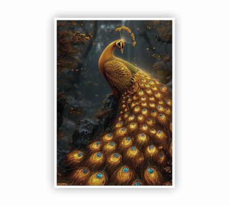 Majestic Golden Peacock Poster Mockup