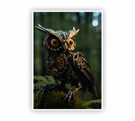 Mechanical Owl Poster Mockup