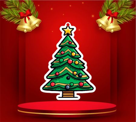 Merry Christmas Tree Keychain Mockup