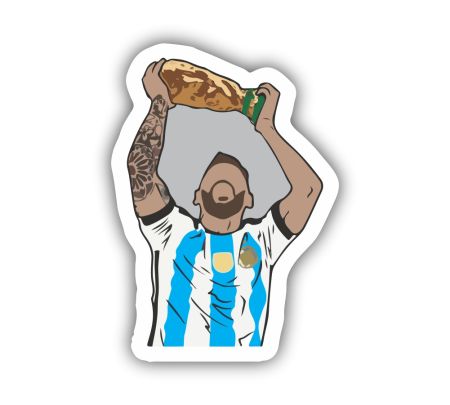 Messi With Trophy Sticker Mockup