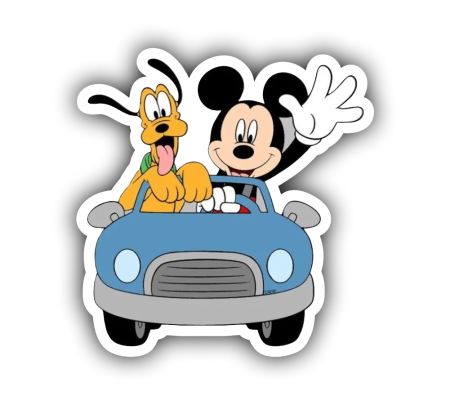 Mickey and Goofy in car Disney Sticker