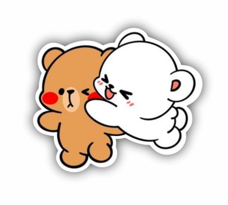 Milk And Mocha Bear Kisses Sticker Mockup