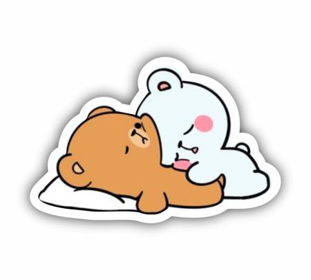 Milk And Mocha Cuddling Sticker Mockup