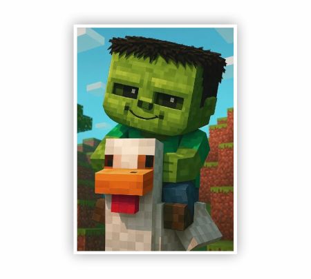 Minecraft Chicken Jockey Poster Mockup
