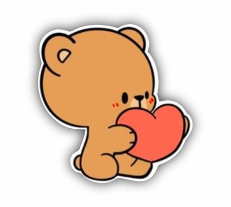Mocha Bear With Heart Sticker Mockup
