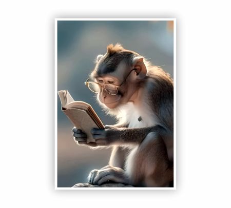 Monkey Reading A Book Poster Mockup