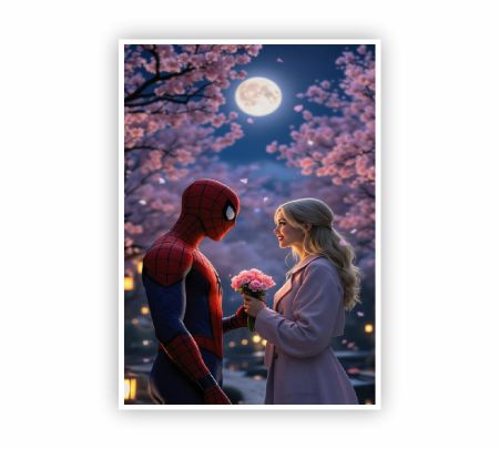 Moonlit Romance – Spider-Man Love Poster Mockup