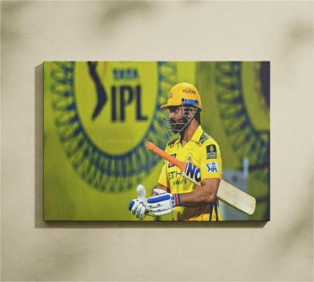 MS Dhoni CSK IPL Icon Wall Art Canvas Print Mockup