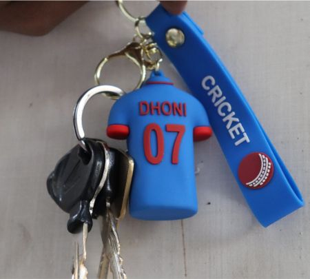 MS Dhoni T-Shirt Rubber Keychain