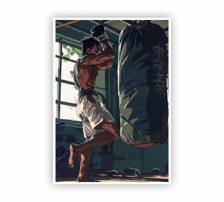 Muay Thai Fighter Training Poster Mockup