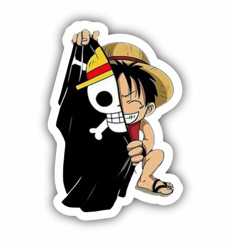 Mugiwara Holding Jolly Roger Sticker Mockup