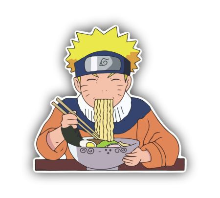 Naruto Eating Ramen Sticker Mockup