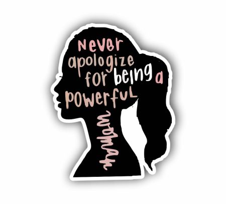 Never Apologize For Being A Powerful Woman Sticker Mockup
