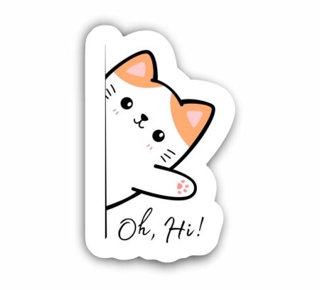 Oh Hi Cat Sticker Mockup
