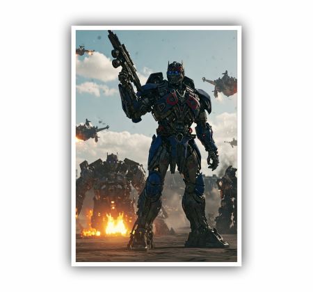 Optimus Prime In Battle Poster Mockup