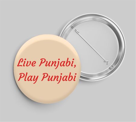 PBKS Live Punjabi Play Punjabi Button Badge Mockup