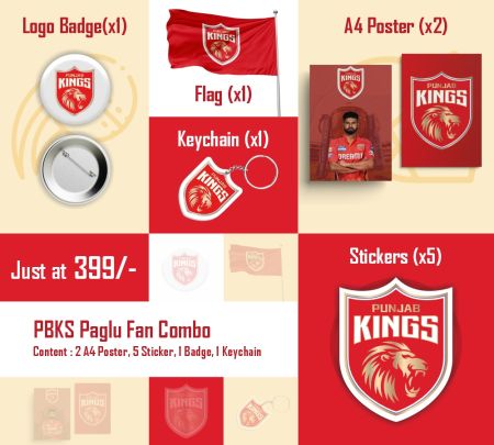 Punjab Kings Paglu IPL Fan Combo Mockup