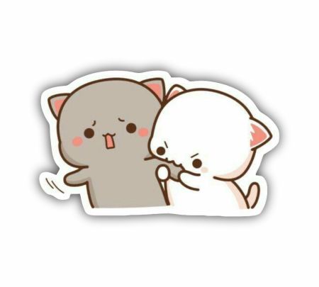 Peach And Goma Biting Sticker Mockup