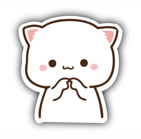 Peach Cute Shy Cat Sticker Mockup