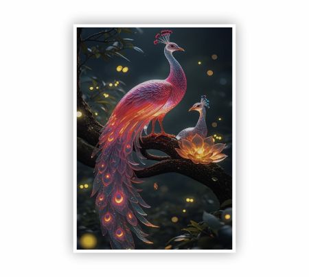 Peacocks of the Enchanted Forest Poster Mockup