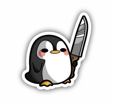 Penguin With A Knife Sticker Mockup